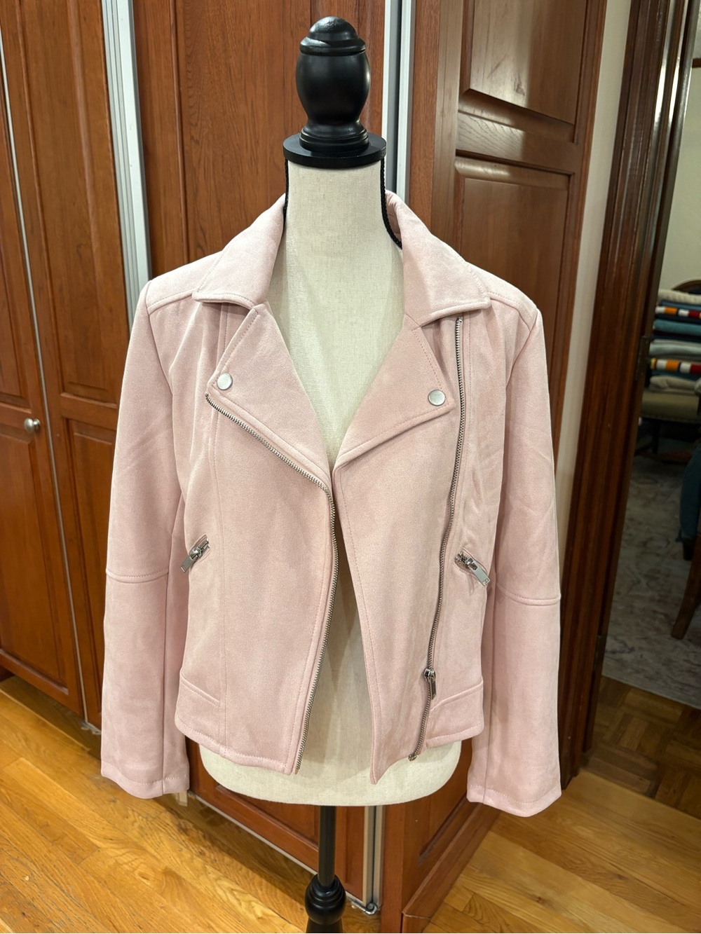 NWOT Light Pink Faux Suede Moto Jacket - Women
